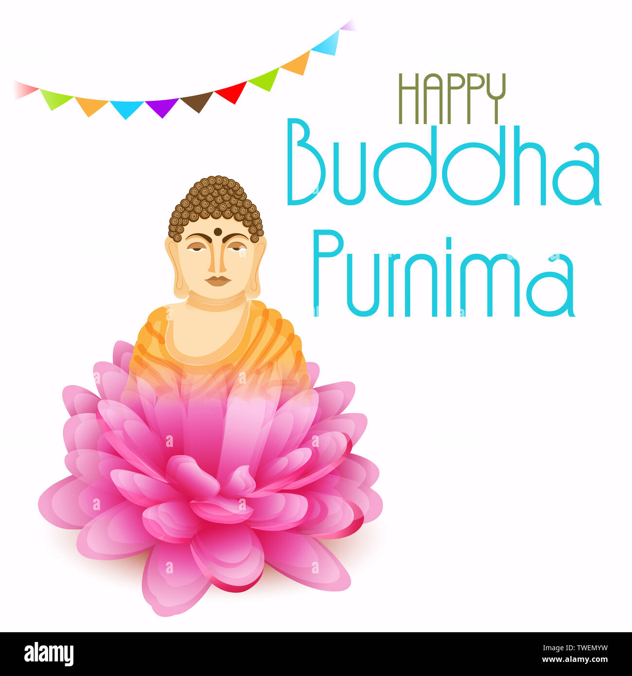 Illustrazione di un sottofondo per Felice Buddha Purnima. Foto Stock