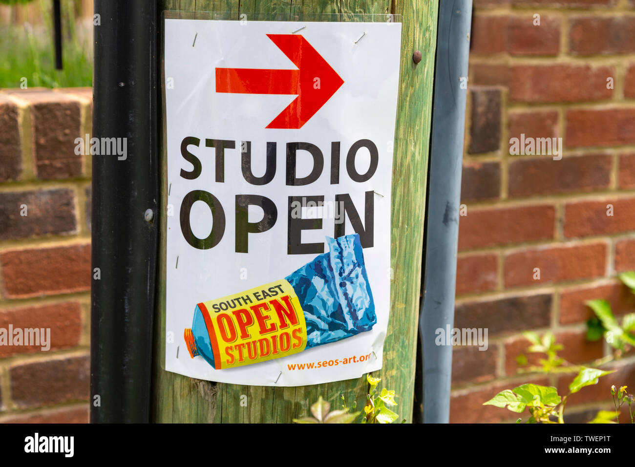 Sud est open studios segno, tenterden, kent, Regno Unito Foto Stock