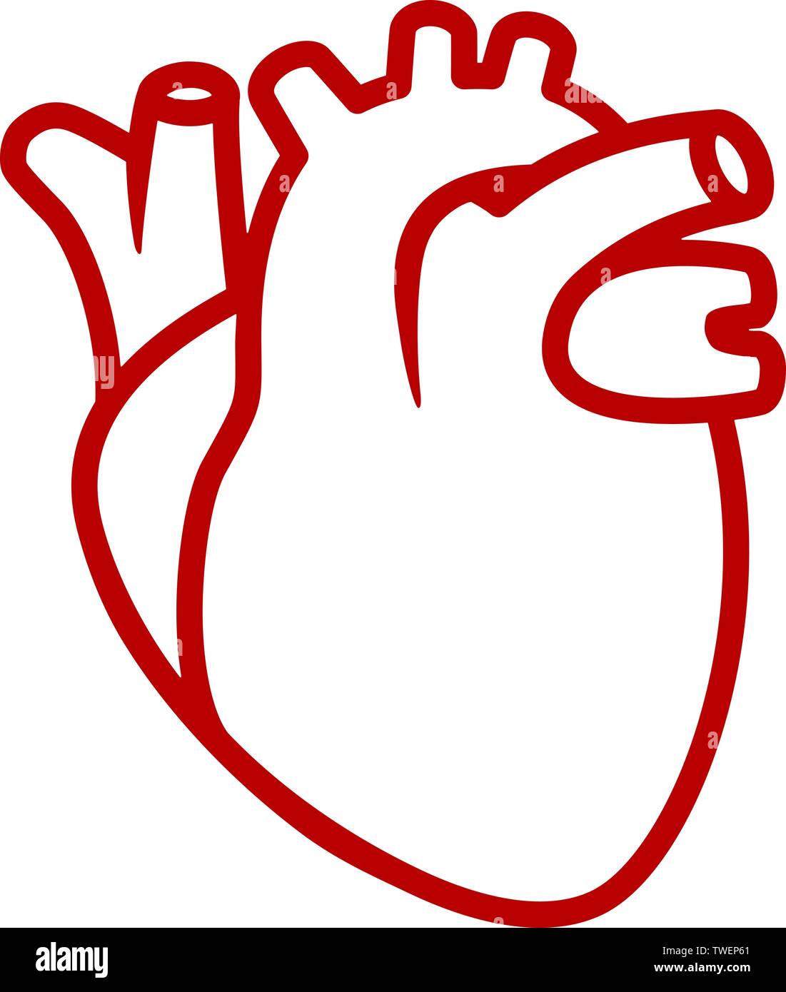 Illustrazione Vettoriale. Line art icona cuore. Realistico, pulita e piatta. Illustrazione Vettoriale