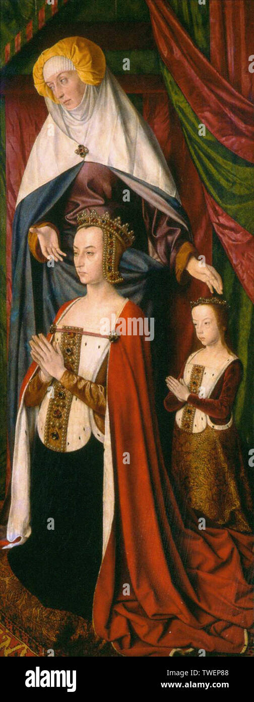 Jean Hey (o Jean fieno) a.k.a maestro di Moulins - St Anne presentando Anne Francia sua figlia Suzanne Borbone ala destra Borbone C 1498 Foto Stock