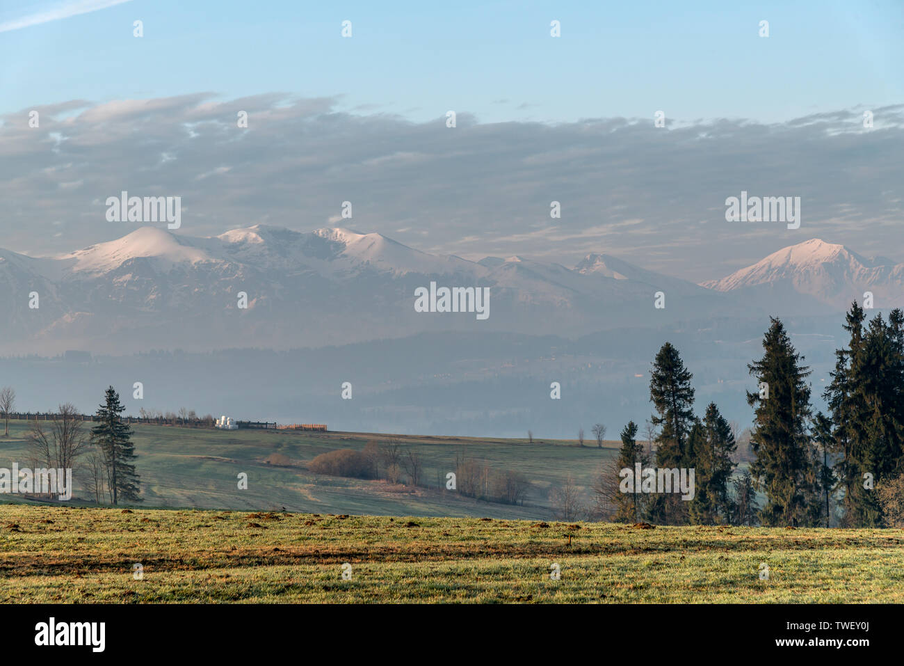 Viste sui Monti Tatra in primavera Foto Stock