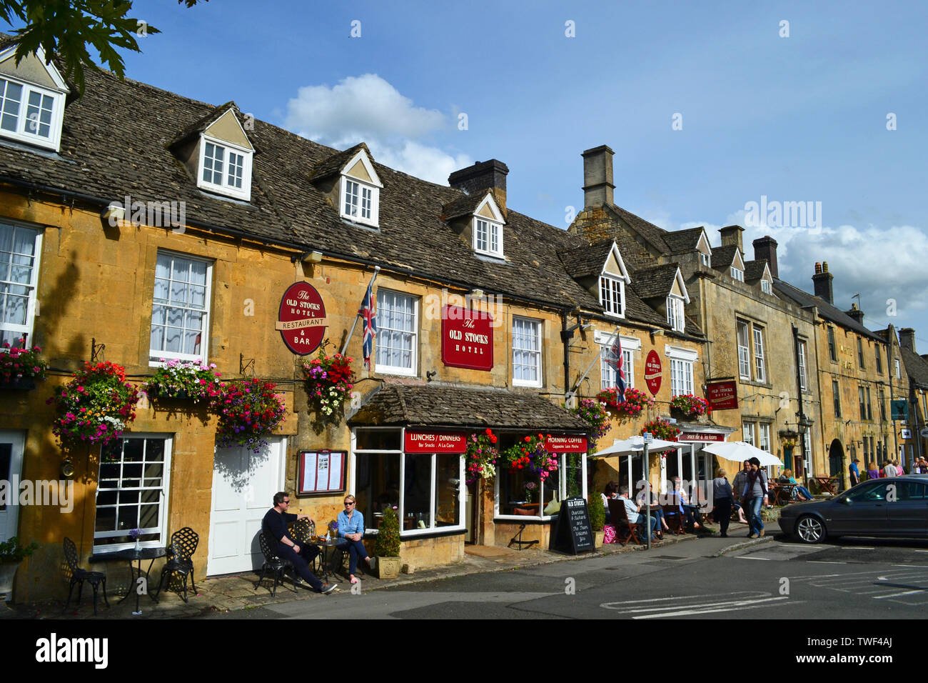 Le vecchie scorte Hotel, Stow-su-il-Wold, Gloucestershire, Inghilterra, Regno Unito. Un villaggio in Cotswolds. Foto Stock