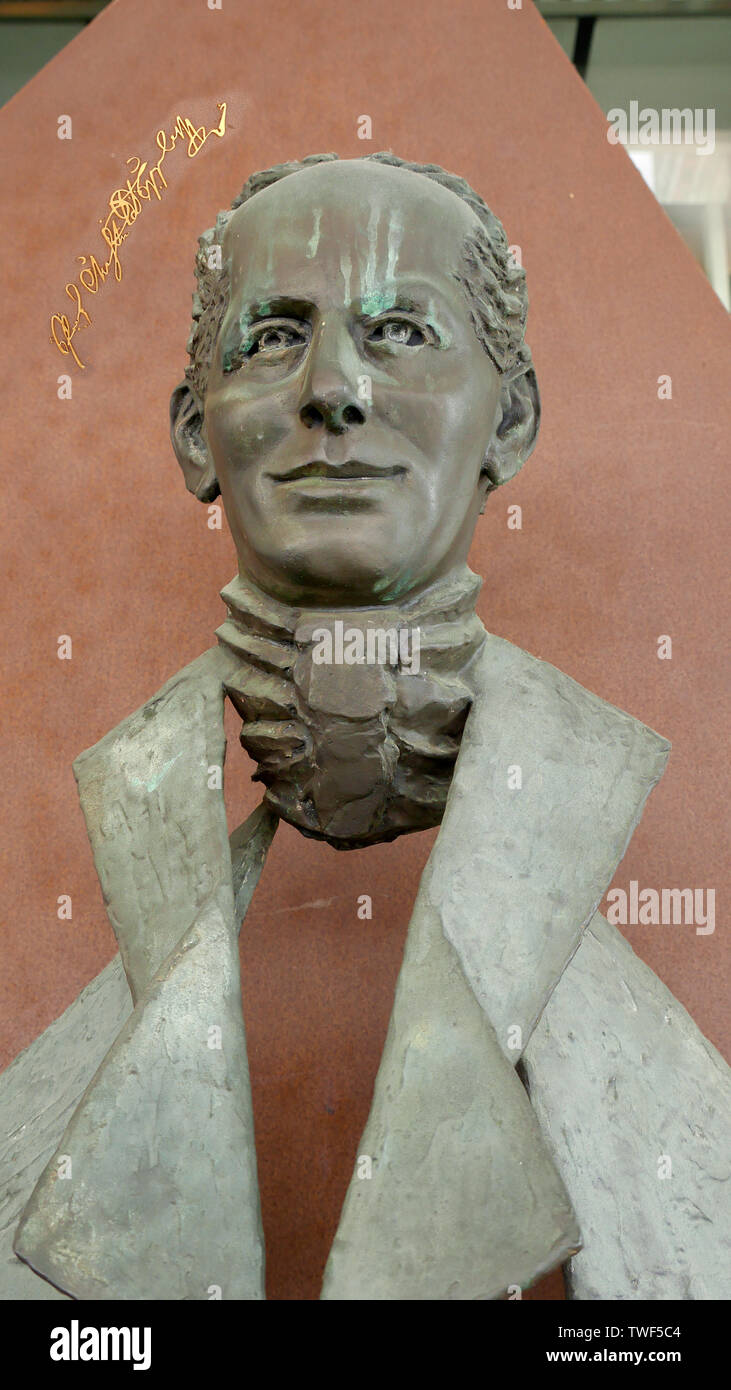 Busto in bronzo di Christian Doppler, il fisico austriaco, scopritore di Effetto Doppler Foto Stock