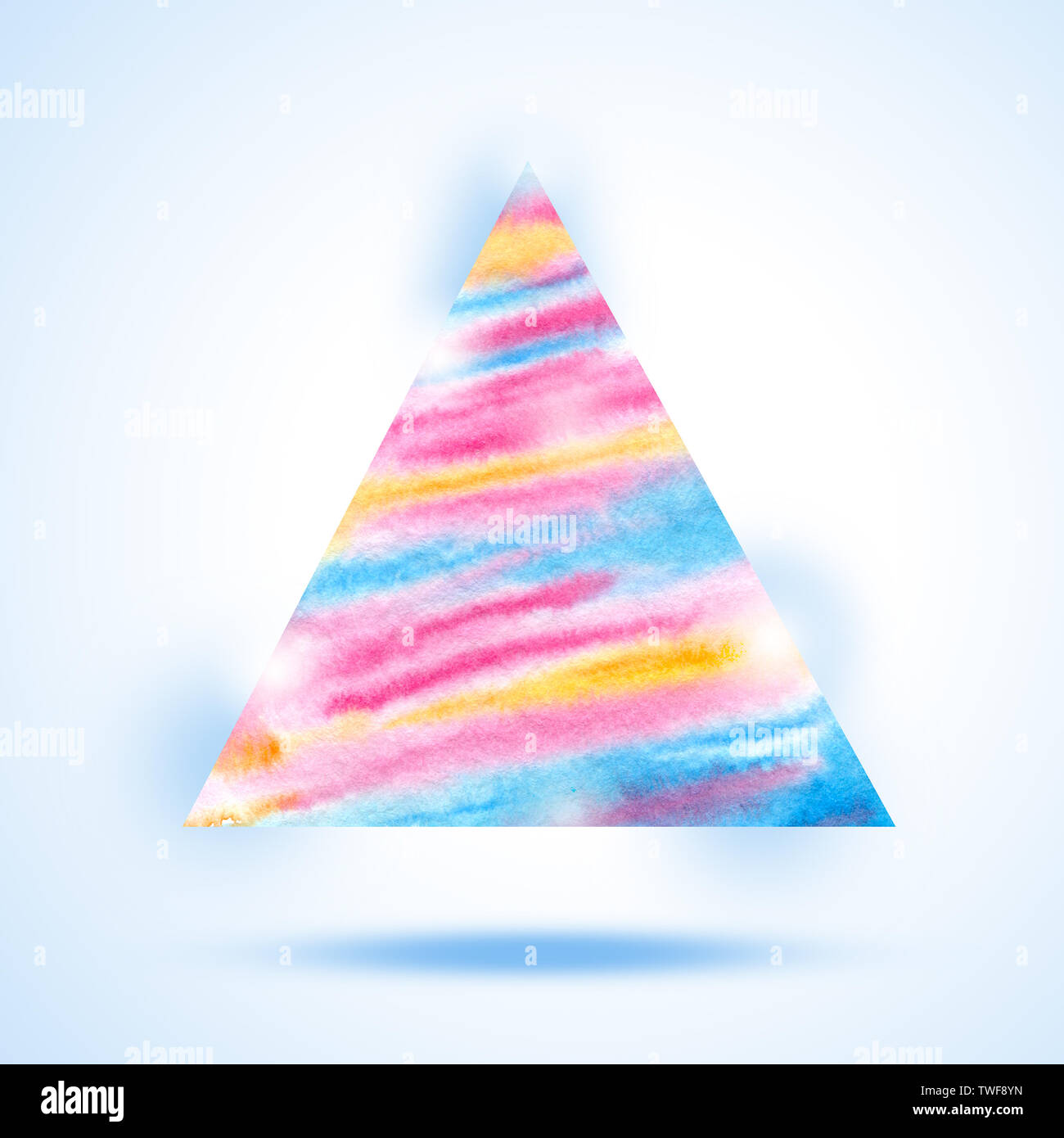 Acquerello su sfondo colorato di forma di triangolo con ombra Foto Stock
