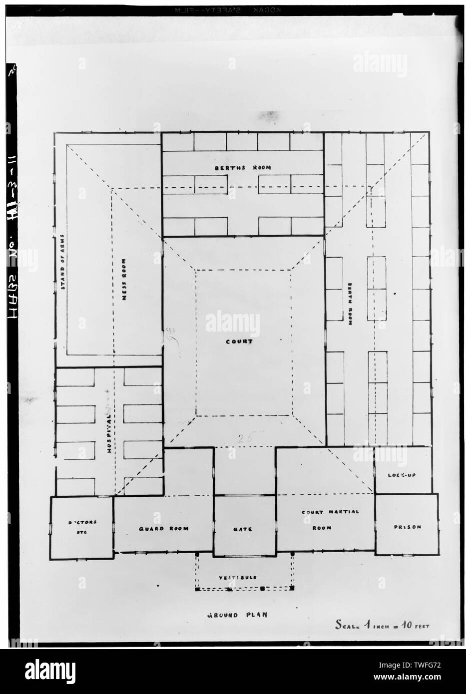 Piani da THEOD. C. HEUCK (1866) - Iolani caserma, Richards e Hotel strade, Honolulu Honolulu County, HI Foto Stock