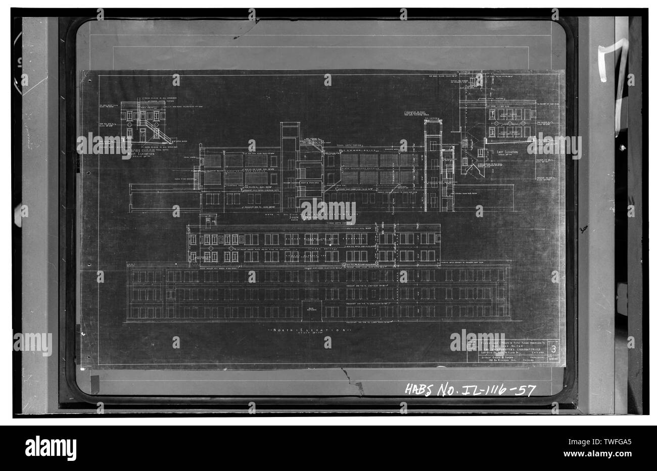 Piani di QUARTO E QUINTO PIANO AGGIUNTE AGLI EDIFICI n. 2 e 4, del 24 giugno 1937; SCHMIDT, GIARDINO E ERICKSON, architetti - Underwriters' Laboratories, 207-231 East Ohio Street, Chicago, Contea di Cook, il Foto Stock
