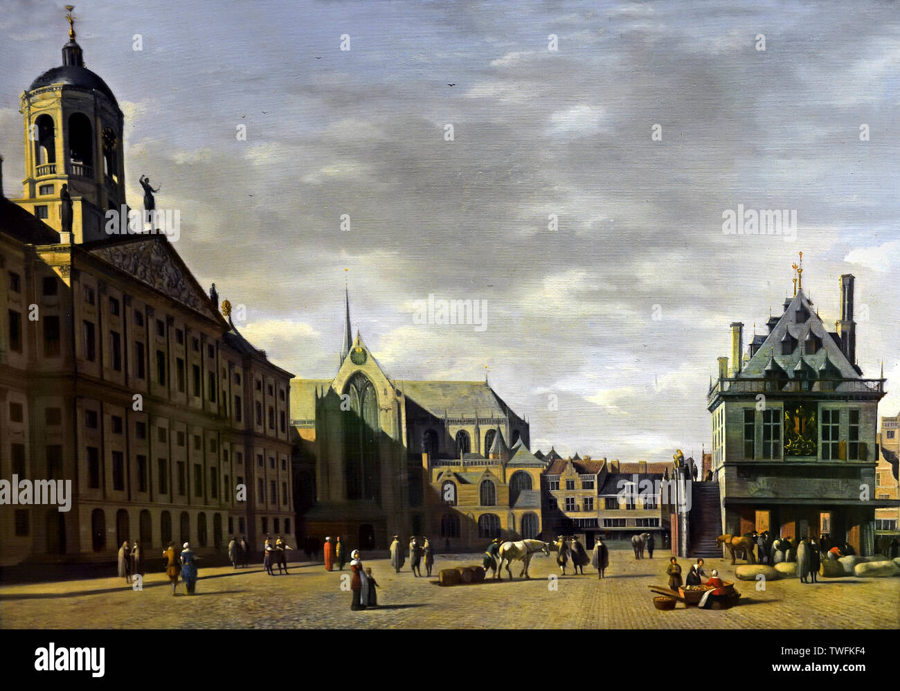 La diga con la nuova Amsterdam City Hall Gerrit Adriaensz. BERCKHEYDE 1638 - 1698 Paesi Bassi, olandese Foto Stock