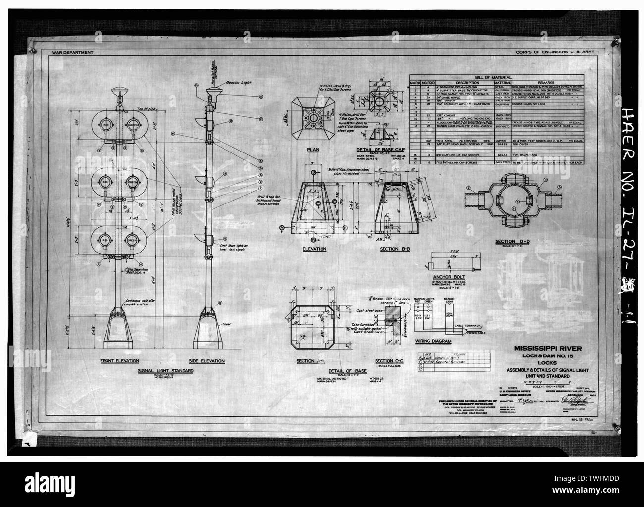 Casa POTENZA, ubicazione delle macchine. Dicembre 1931 - Fiume Mississippi 9 piedi Progetto di canale, bloccare e diga n. 15, superiore del fiume Mississipi (Arsenal Island), Isola Rock, rock Island County, IL; U.S. Esercito di ingegneri; S.A. Healy Company; Merrit-Chapman-Whitney Corporation; Ylvisaker, Lenvik; Piel, John H; McCormick, Herbert Foto Stock
