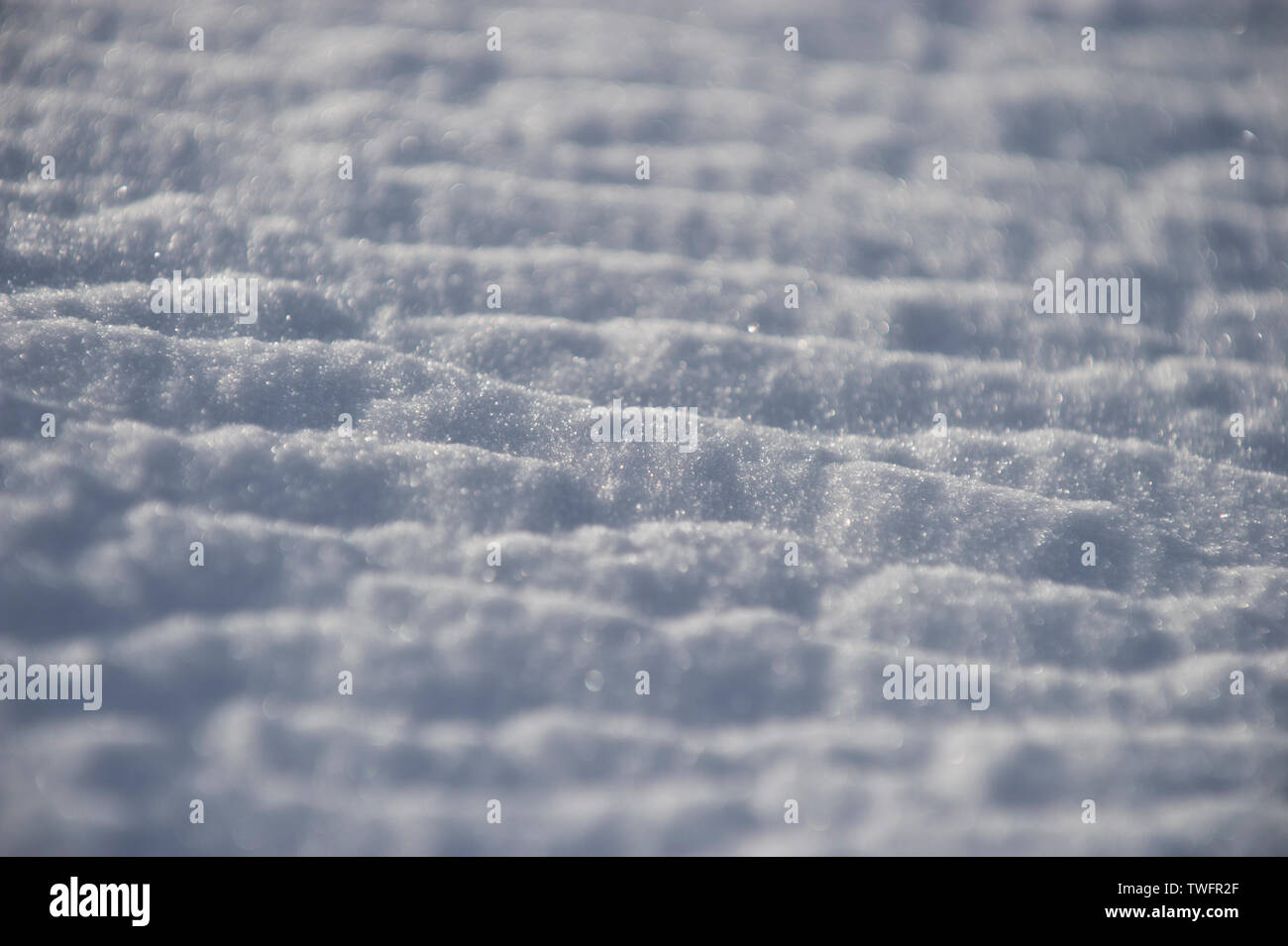 Un modello di vento-neve soffiata su un luminoso e freddo giorno d'inverno. Foto Stock