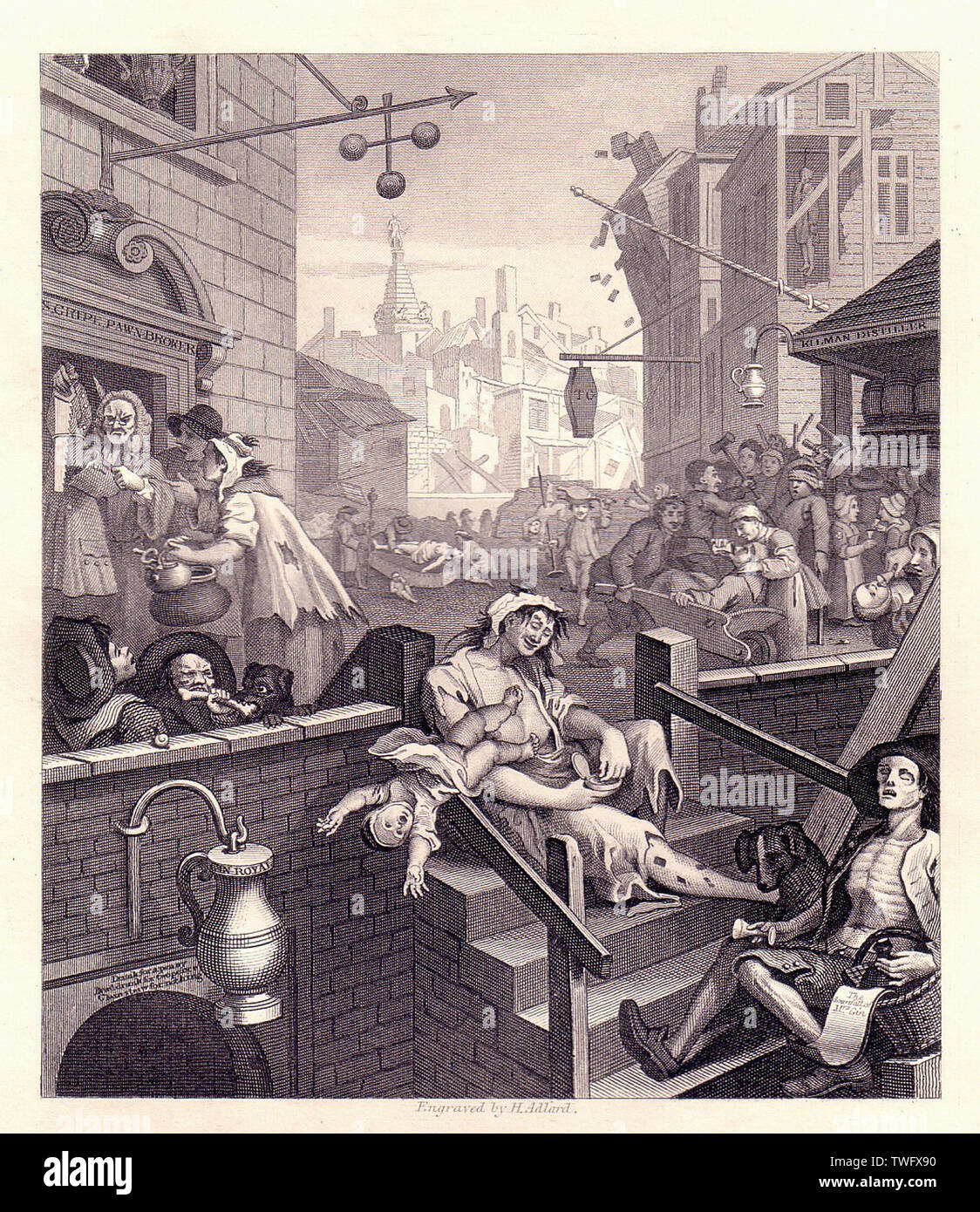 William Hogarth - Gin Lane 1751 Foto Stock