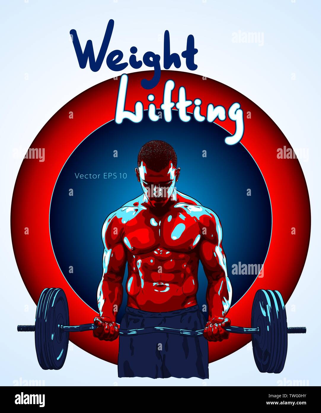 Peso Lifter uomo di sollevamento di peso pesante per lo sport. Illustrazione Vettoriale