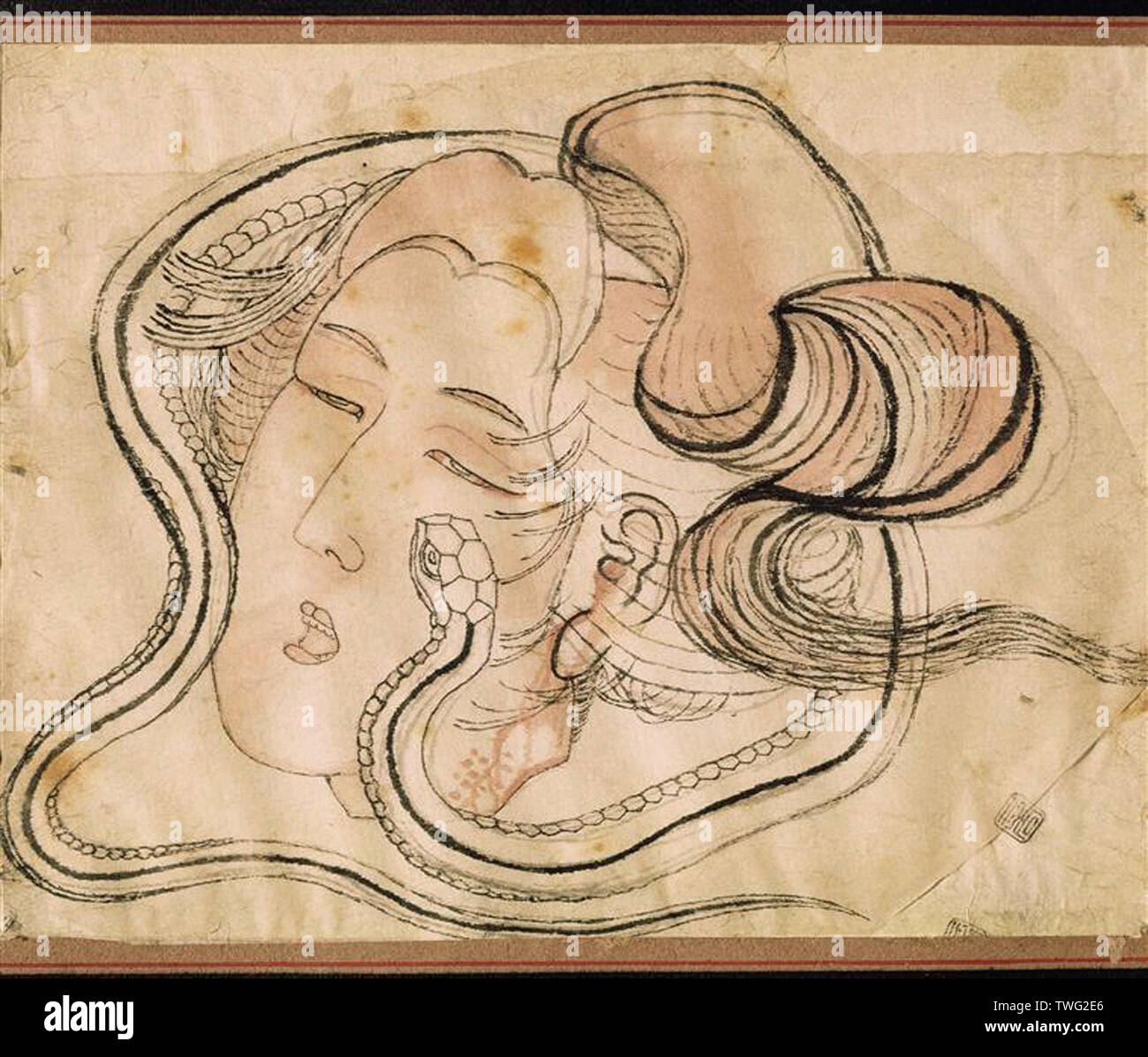 Hokusai - Testa Donna Serpente Foto Stock