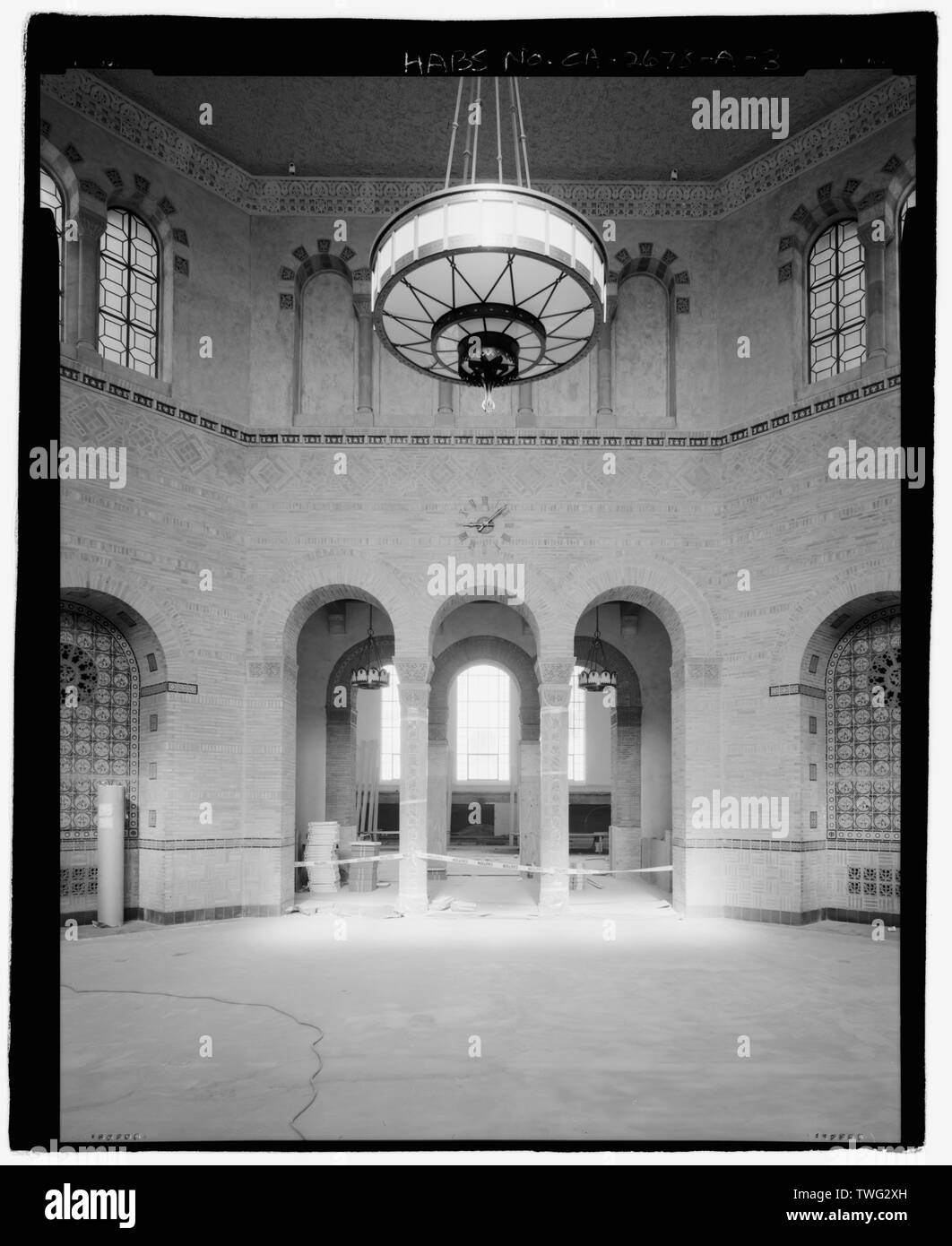 Libreria Powell secondo piano Rotunda, ingresso alla sala di lettura principale rivolto a nord. - Università di California a Los Angeles, libreria Powell, Westwood, Los Angeles, nella contea di Los Angeles, CA Foto Stock