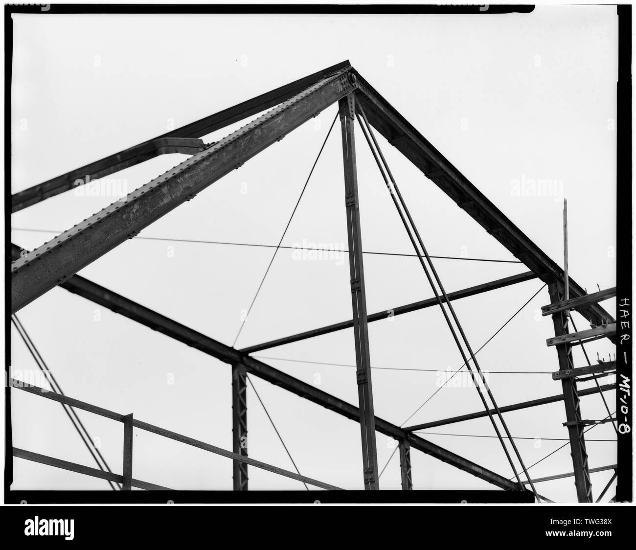 Pratt attraverso truss, superiore della corda e la connessione a spina dettaglio. - Ponte di Springdale, aiuto federale percorso secondario 563, springdale, Parco County, MT Foto Stock