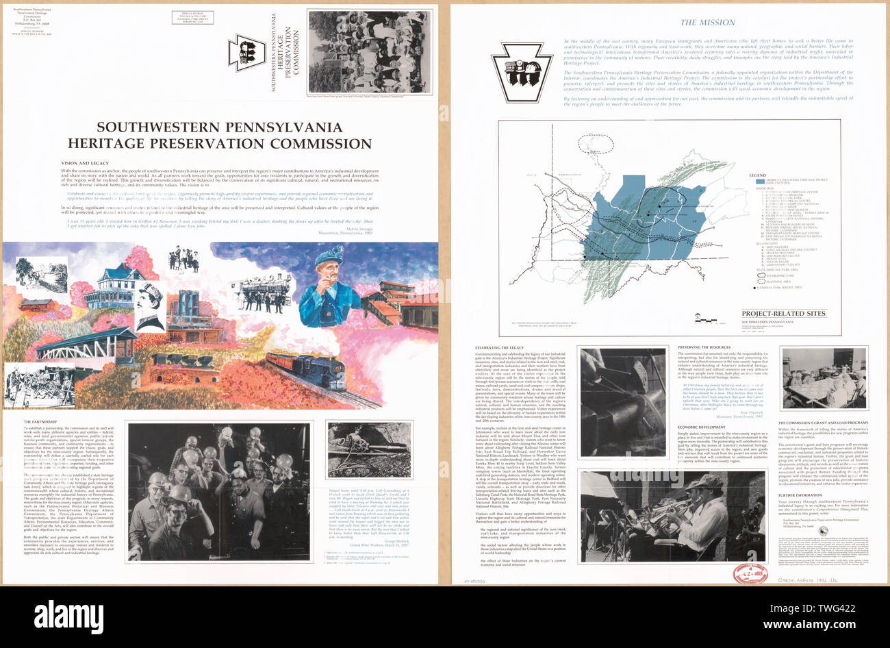 Inglese: mostra i siti storici, industriale siti archeologici e parco aree di pianificazione in 9-contea Altoona-Johnstown regione. Sollievo mostrato da ombreggiatura. Ai piedi del titolo: DSC-957-20051-Dic 92. Titolo pannello: Pennsylvania sudoccidentale alla conservazione del patrimonio Commissione. Servizi di pubblicazione sono stati forniti da ... Denver Service Center National Park Service, NPS D-62, Gennaio 1993. Include un testo, indice del sito e ill. Testo, ill. (Alcuni col.), e mailing-area di indirizzo sul retro. Disponibile anche tramite la Biblioteca del Congresso sito Web come immagine raster.; progetto-siti correlati, southwestern Pennsylvania Foto Stock