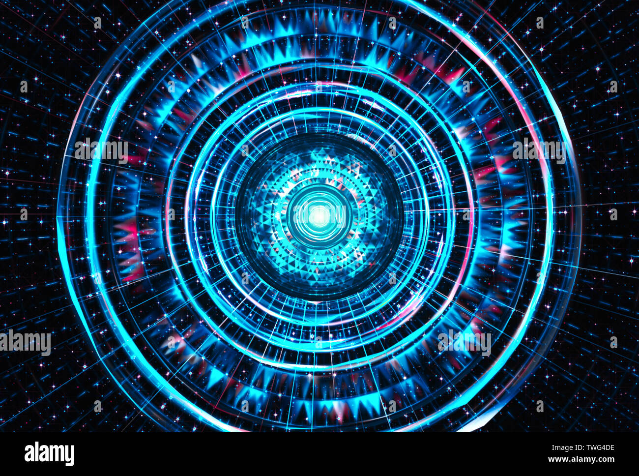 La tecnologia avveniristica dello sfondo. Lo spazio esterno, tecnologia aliena e concetto astronave Foto Stock