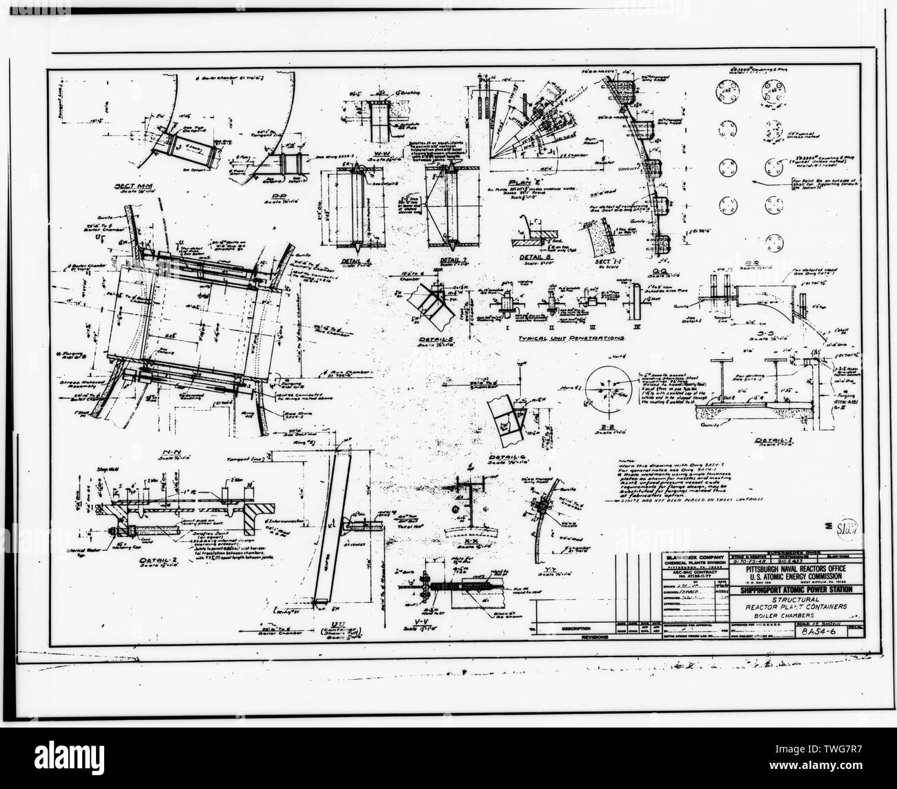 Impianto di reattore in contenitori - camera di caldaia - Shippingport potenza atomica stazione, sul Fiume Ohio, 25 miglia a nord-ovest di Pittsburgh, Shippingport, Beaver County, PA; Rickover, Hyman G; Duquesne Light Company; U.S. Dipartimento di Energia; Commissione per l'Energia Atomica; di Westinghouse Electric Corporation; Bettis potenza atomica laboratorio; Stone e Webster Engineering Corporation; Dravo Corporation; Simpson, John W; grigio, Giovanni e; Barker, Joseph H; Iselin, Donald G; Progettazione combustione, incorporato; Poggi potenza atomica laboratorio; Clark, Philip R; Leighton, David T; Mealia, Giovanni e; Raab, Harry F; Thomas, Ch Foto Stock