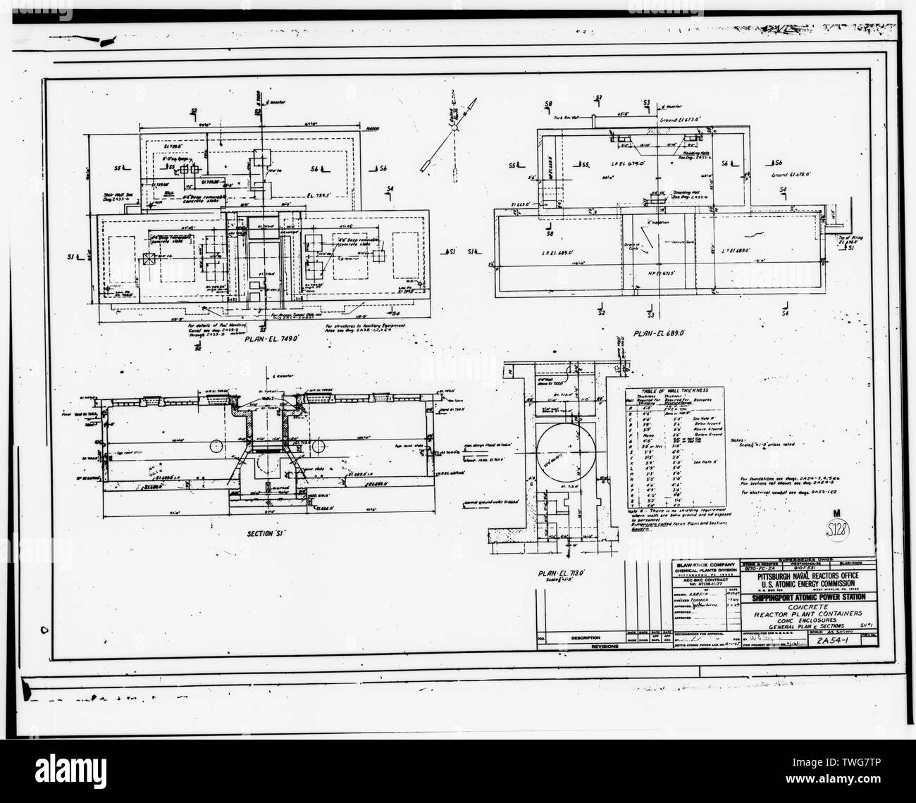 Impianto di reattore in contenitori - Contenitori in calcestruzzo - Shippingport potenza atomica stazione, sul Fiume Ohio, 25 miglia a nord-ovest di Pittsburgh, Shippingport, Beaver County, PA; Rickover, Hyman G; Duquesne Light Company; U.S. Dipartimento di Energia; Commissione per l'Energia Atomica; di Westinghouse Electric Corporation; Bettis potenza atomica laboratorio; Stone e Webster Engineering Corporation; Dravo Corporation; Simpson, John W; grigio, Giovanni e; Barker, Joseph H; Iselin, Donald G; Progettazione combustione, incorporato; Poggi potenza atomica laboratorio; Clark, Philip R; Leighton, David T; Mealia, Giovanni e; Raab, Harry F; Thoma Foto Stock