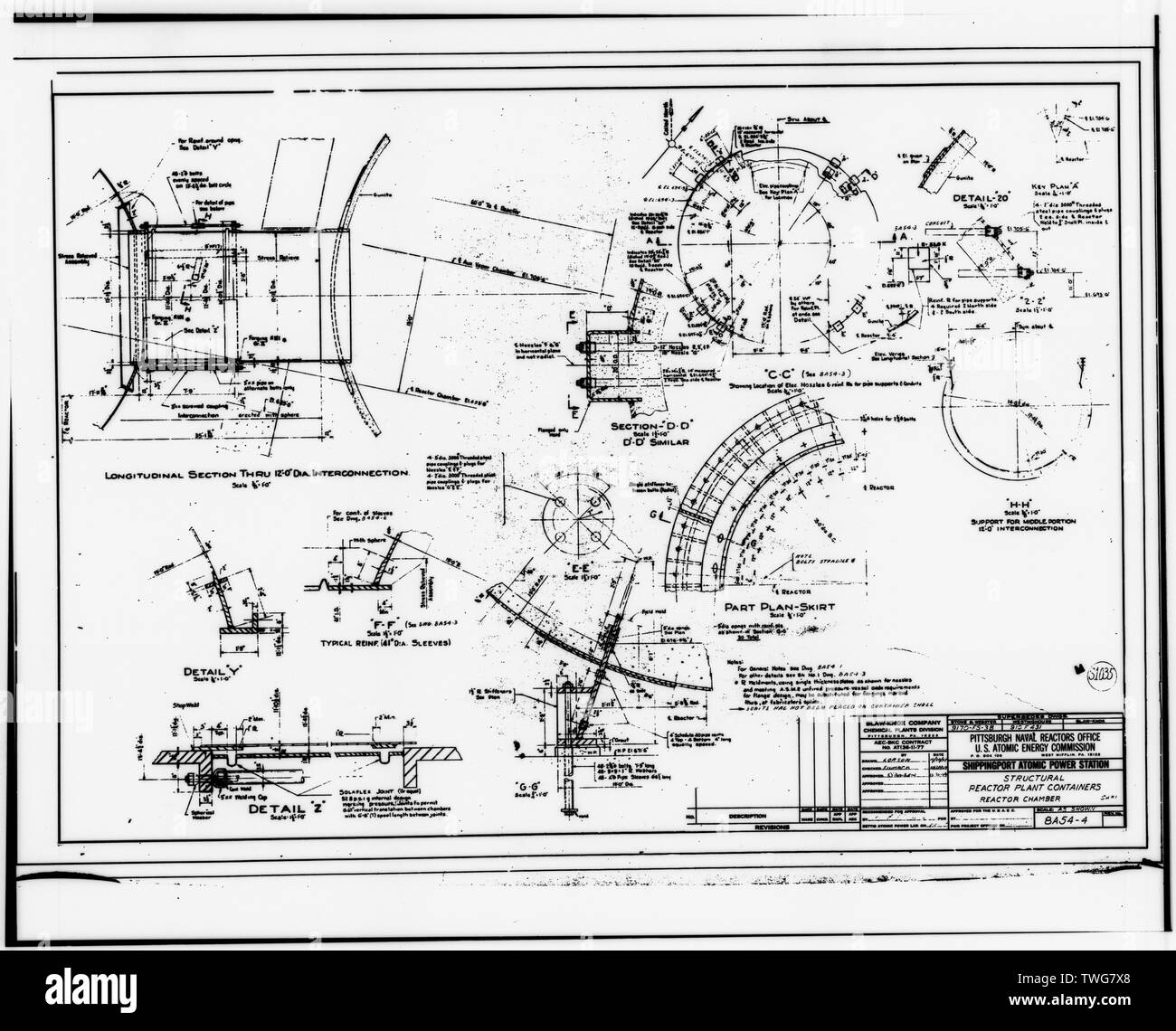 Impianto di reattore in contenitori - camera del reattore - Shippingport potenza atomica stazione, sul Fiume Ohio, 25 miglia a nord-ovest di Pittsburgh, Shippingport, Beaver County, PA; Rickover, Hyman G; Duquesne Light Company; U.S. Dipartimento di Energia; Commissione per l'Energia Atomica; di Westinghouse Electric Corporation; Bettis potenza atomica laboratorio; Stone e Webster Engineering Corporation; Dravo Corporation; Simpson, John W; grigio, Giovanni e; Barker, Joseph H; Iselin, Donald G; Progettazione combustione, incorporato; Poggi potenza atomica laboratorio; Clark, Philip R; Leighton, David T; Mealia, Giovanni e; Raab, Harry F; Thomas, C Foto Stock