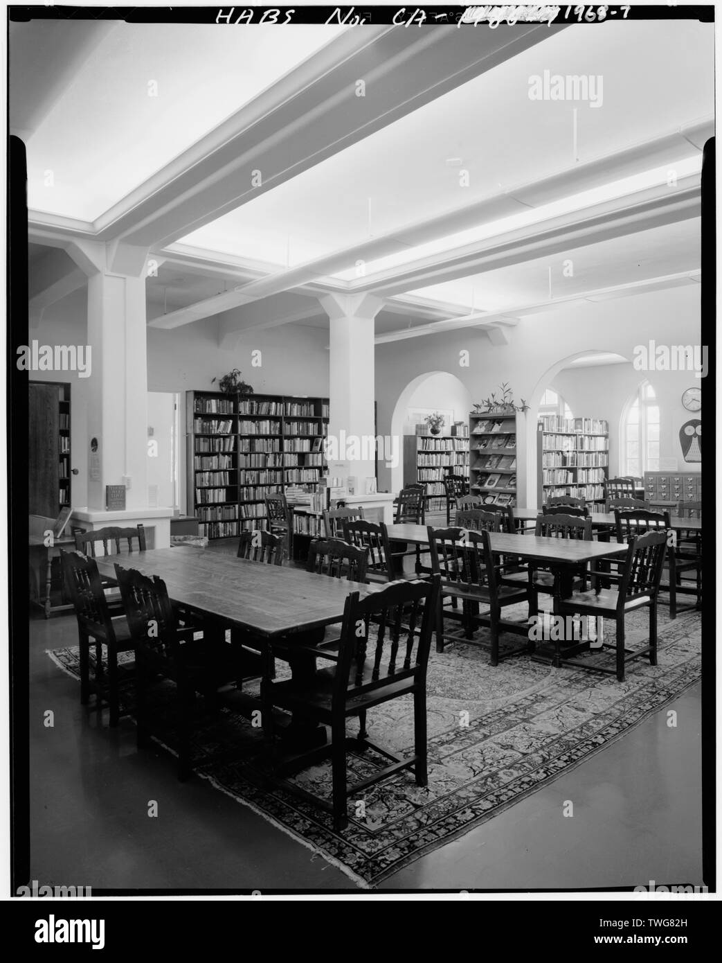 Sala Lettura, vista generale - Il Vescovo la scuola, 7607 La Jolla Boulevard, La Jolla, della Contea di San Diego, CA Foto Stock