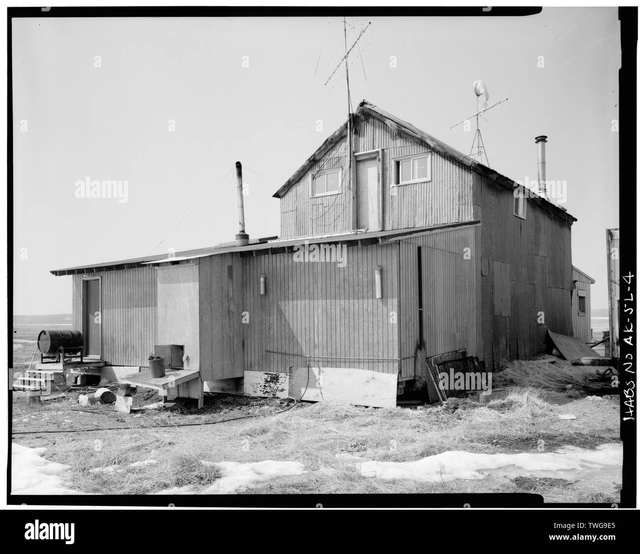 Parte posteriore e laterale - Iditarod Trail Shelter cabine, sicurezza Roadhouse, sicurezza portuale, Nome area di censimento, AK Foto Stock