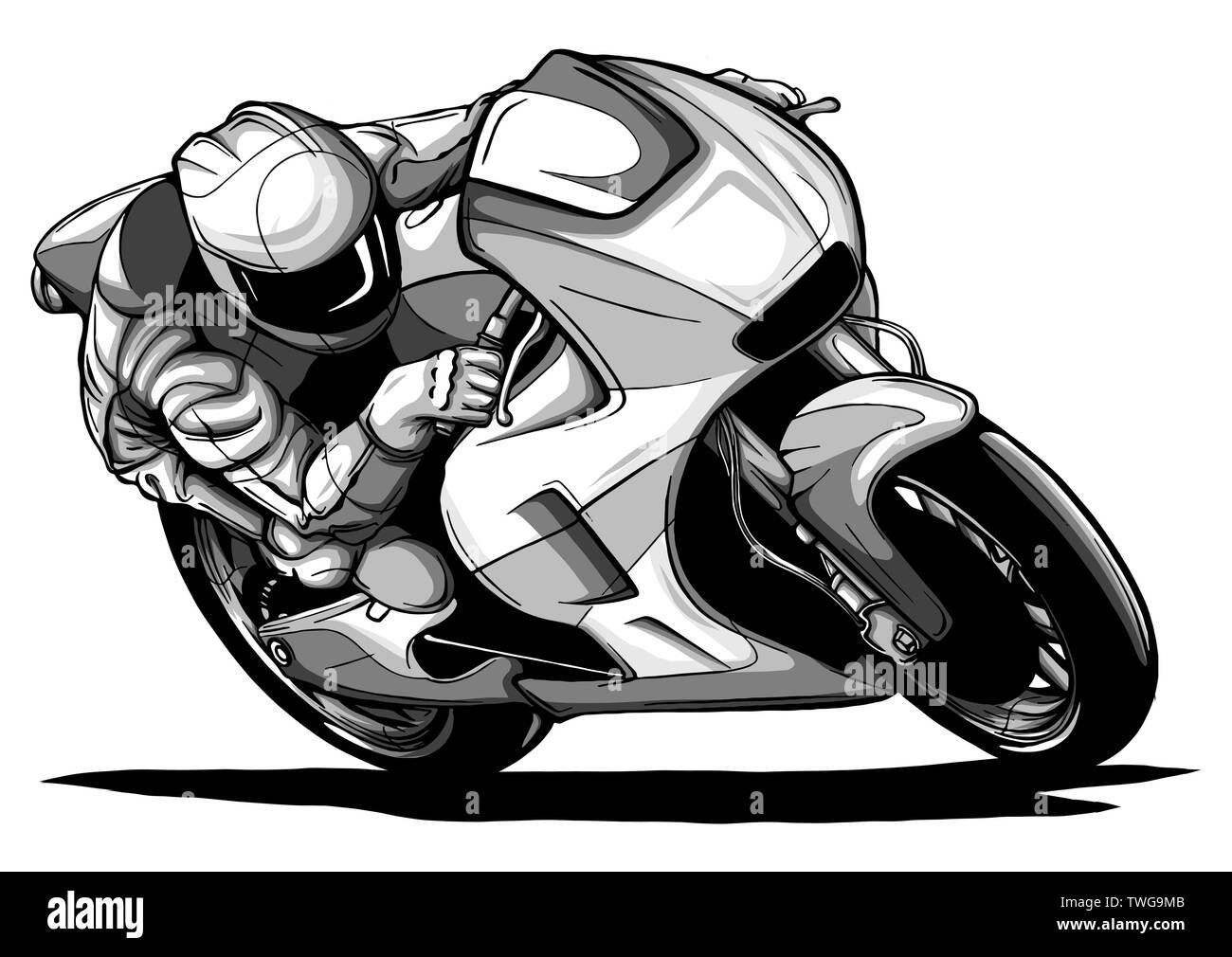 Disegnare i motocicli racers biker illustrazione vettoriale design Illustrazione Vettoriale
