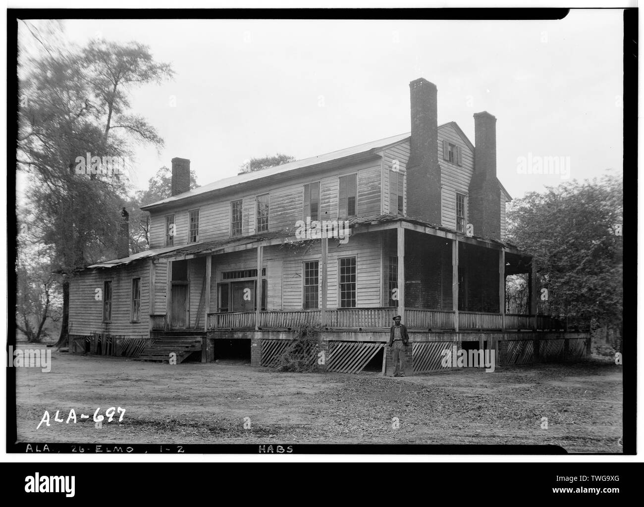 Storici edifici americano sondaggio W. N. Manning, fotografo, Marzo 30, 1935 POSTERIORE E VISTA LATERALE E.S. - Governatore Benjamin Fitzpatrick House, Statale Route 14 prossimità, Elmore, Elmore County, AL Foto Stock