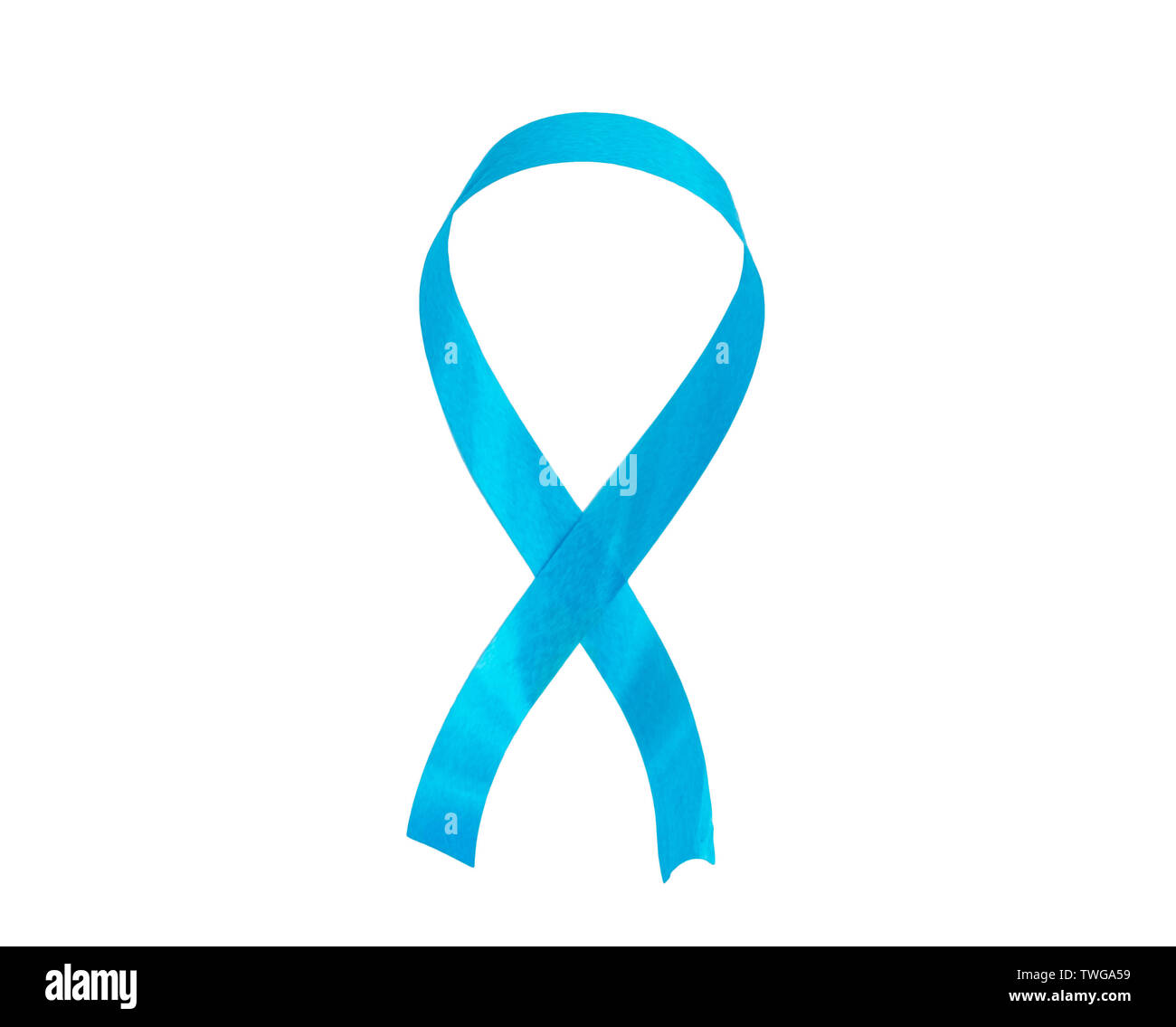 Blue Ribbon consapevolezza,isolato su sfondo,il simbolo della malattia Foto Stock