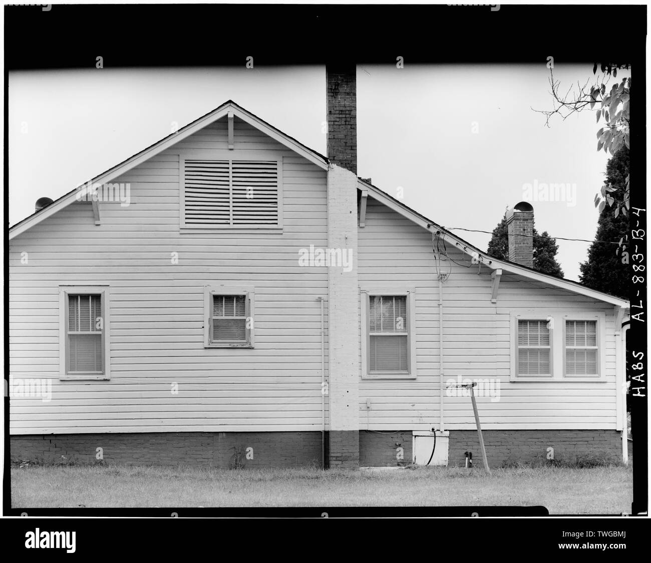 Elevazione posteriore. Vista dal nord. - Redstone Arsenal, Harris Residence, Buxtia Off Road tra le protezioni e McAlpine strade, Huntsville, Madison County, AL Foto Stock