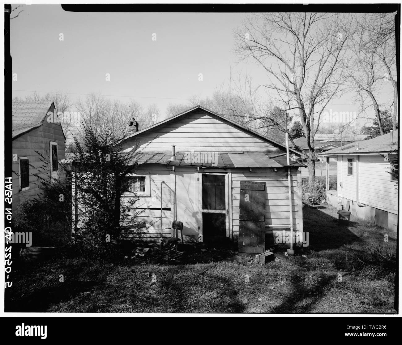 Elevazione posteriore, rivolta ne 60 gradi - 636 Nord Wilkinson Street (casa), Milledgeville, Baldwin County, GA Foto Stock