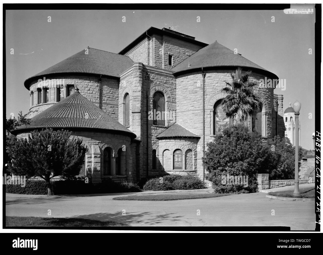Parte posteriore da ovest - Università di Stanford Memorial Church, Stanford University Campus, Stanford, la Contea di Santa Clara, CA Foto Stock