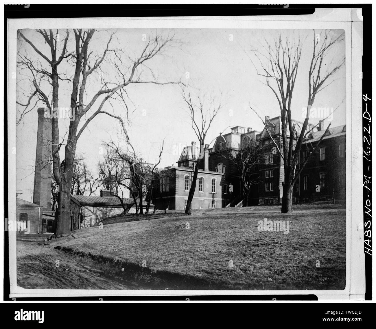 Lato posteriore dell ospedale, guardando a nord-est. Preso 1908. Si prega di credito- Ufficio di presidenza di cantieri e banchine, archivi nazionali - U. S. Naval asilo, Laning Hall, Grey's Ferry Avenue, Philadelphia, Contea di Philadelphia, PA Foto Stock