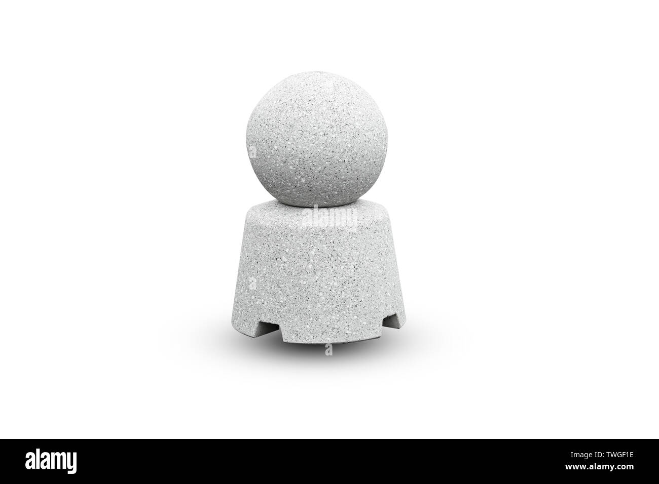 Le sfere di granito a scopo decorativo su un marciapiede road Foto Stock