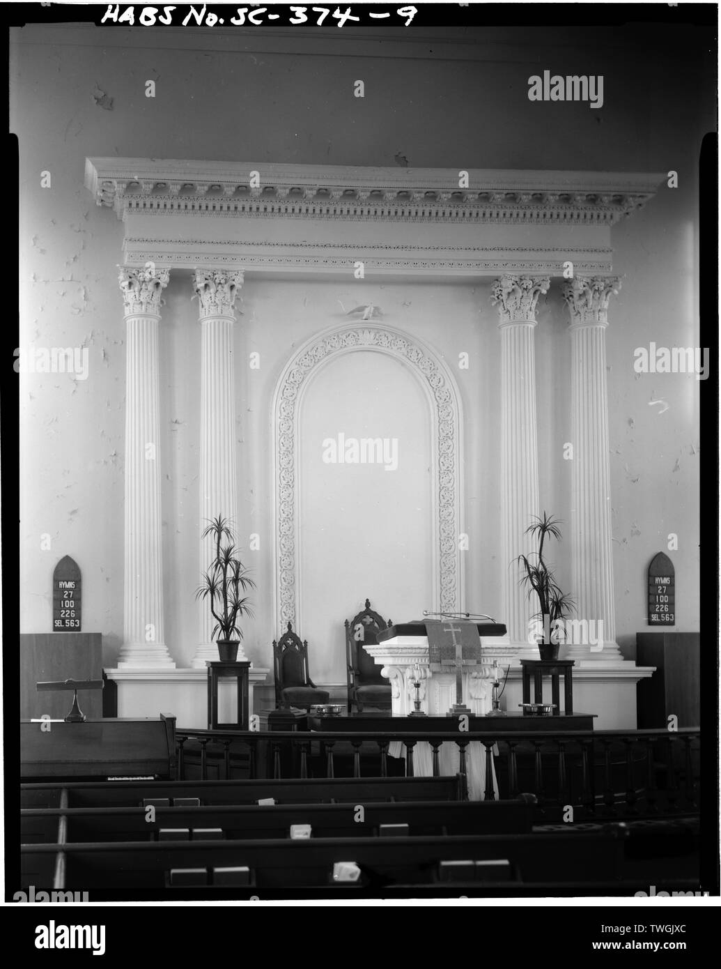 REREDOS - San Giacomo Regno chiesa metodista (ca. 1858), 68 Spring Street, Charleston, Contea di Charleston, Sc Foto Stock