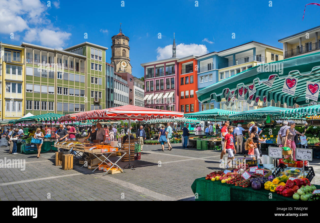 Marktplatz (piazza del mercato) Stoccarda, Baden-Würtemberg, Germania Foto Stock