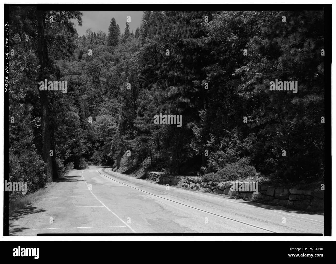 Vista su strada a undici gamma si affacciano, rivolta verso nordest. - Generali autostrada, tre fiumi, Tulare County, CA Foto Stock