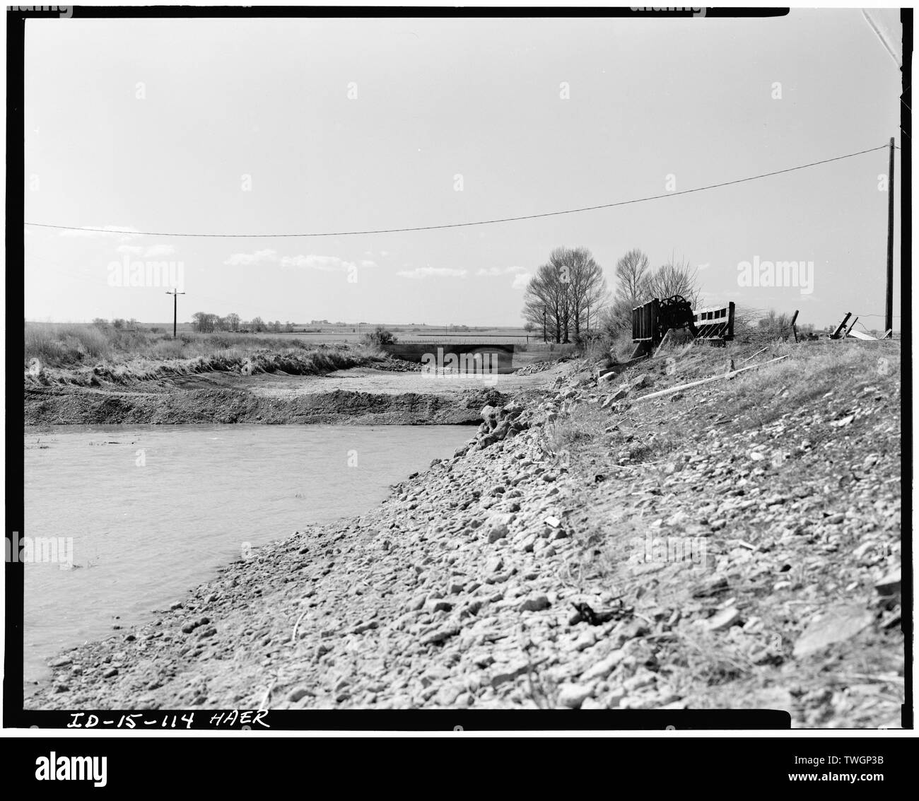 ROCK CREEK sifone linea bassa CANAL, Twin Falls County, a sud di KIMBERLY IDAHO; vista complessiva, a ovest del lato di ingresso. - Milner diga e del canale principale- Twin Falls Canal Company, sul fiume Snake, 11 miglia ad ovest della città di Burley, Idaho, Twin Falls, Twin Falls County, ID Foto Stock