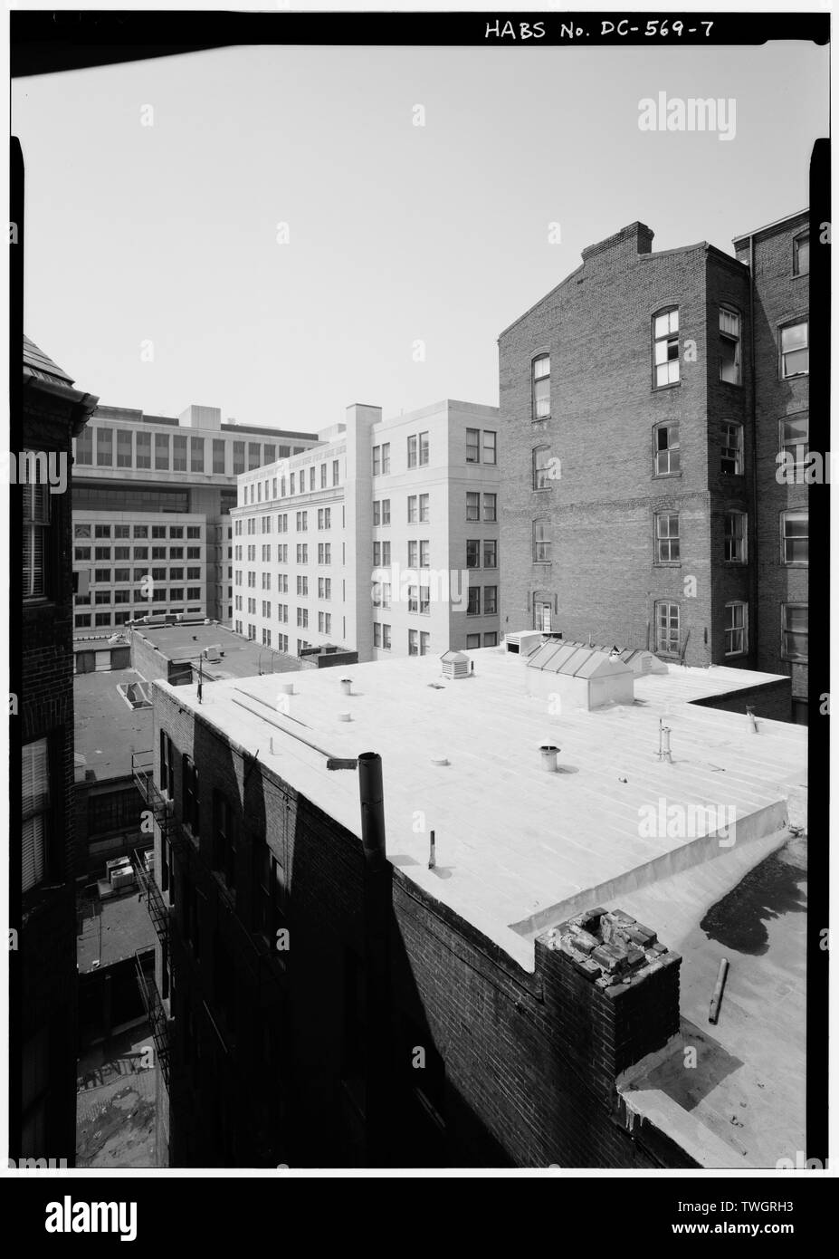 Tetti di 920-926 F STREET, preso dalla Unione Nazionale edificio (918 F Street), guardando verso sud-est - 920-930 F Street, a nord-ovest (edifici commerciali), Washington, Distretto di Columbia, DC Foto Stock