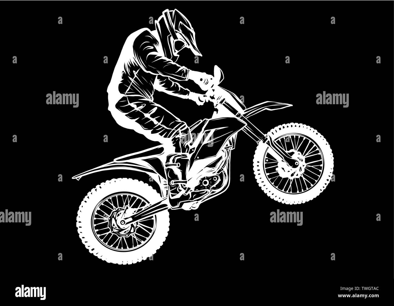 Il pilota di motocross ride il motocross moto illustrazione vettoriale Illustrazione Vettoriale