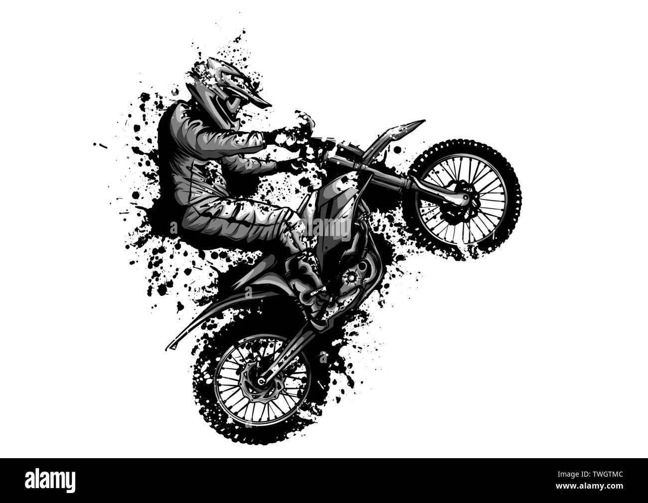 Il pilota di motocross ride il motocross moto illustrazione vettoriale Illustrazione Vettoriale