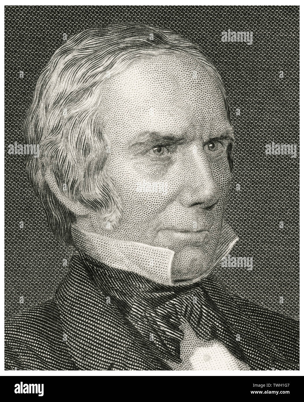 Henry Clay (1777-1852), American statisti, che serve come senatore e membro del Congresso dal Kentucky, altoparlante della casa e DEGLI STATI UNITI Il segretario di Stato, testa e spalle ritratto, acciaio incisione, galleria di ritratti di illustri uomini e donne di Europa e America da Evert A. Duyckinck, pubblicato da Henry J. Johnson Johnson, Wilson & Company, New York, 1873 Foto Stock