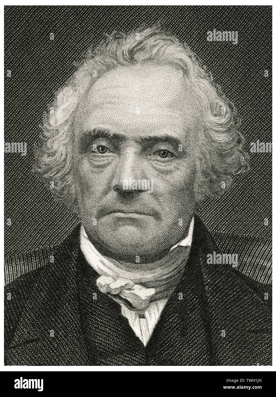 Thomas Chalmers (1780-1847), il ministro scozzese, professore di teologia, economista politico e un leader della Chiesa di Scozia e della libera Chiesa di Scozia, la testa e le spalle ritratto, acciaio incisione, galleria di ritratti di illustri uomini e donne di Europa e America da Evert A. Duyckinck, pubblicato da Henry J. Johnson Johnson, Wilson & Company, New York, 1873 Foto Stock
