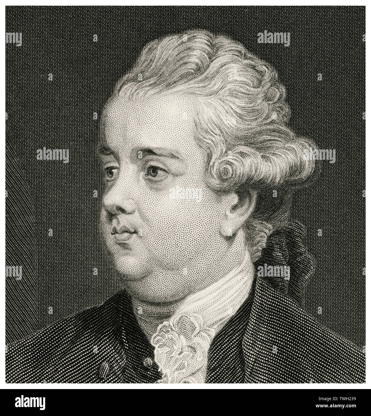 Edward gibbone (1737-94), inglese storico, scrittore e membro del Parlamento europeo, la testa e le spalle ritratto, acciaio incisione, galleria di ritratti di illustri uomini e donne di Europa e America da Evert A. Duyckinck, pubblicato da Henry J. Johnson Johnson, Wilson & Company, New York, 1873 Foto Stock