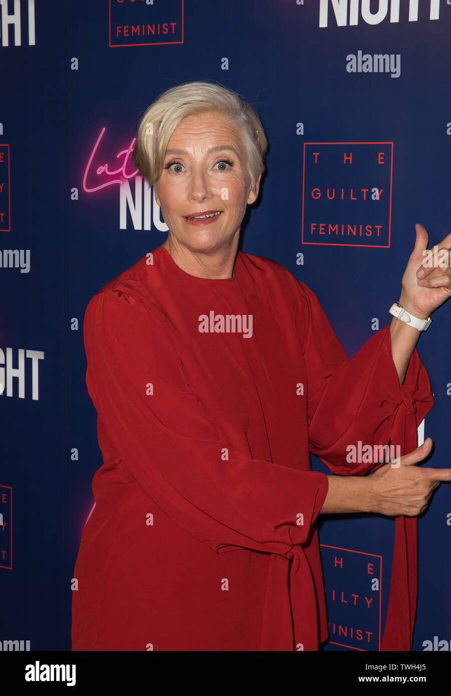 Gli ospiti frequentano Late Night red carpet screening di gala a Picturehouse Central offre: Emma Thompson dove: Londra, Regno Unito quando: 20 maggio 2019 Credit: Phil Lewis/WENN.com Foto Stock