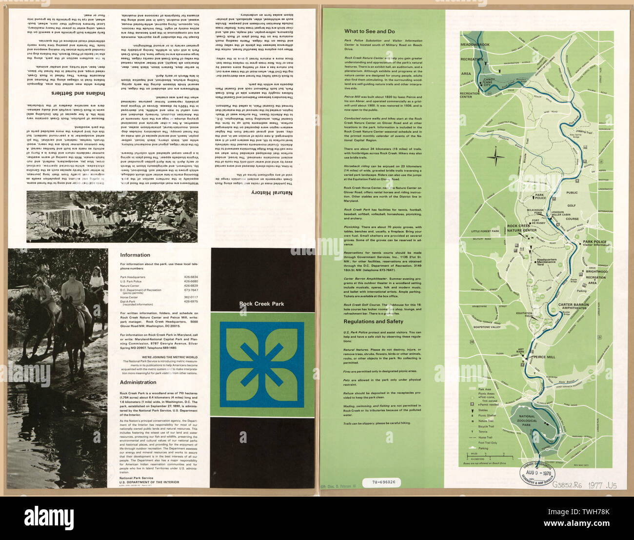 Inglese: Scala ca. 1:22.500. Titolo da tergo. Ristampare 1977. *Oggetto Criteri di gruppo: 1976--240-951/97. Include il testo. Testo e col. ill. sul retro. Disponibile anche tramite la Biblioteca del Congresso sito Web come immagine raster. DCP AACR2; Rock Creek Park Foto Stock