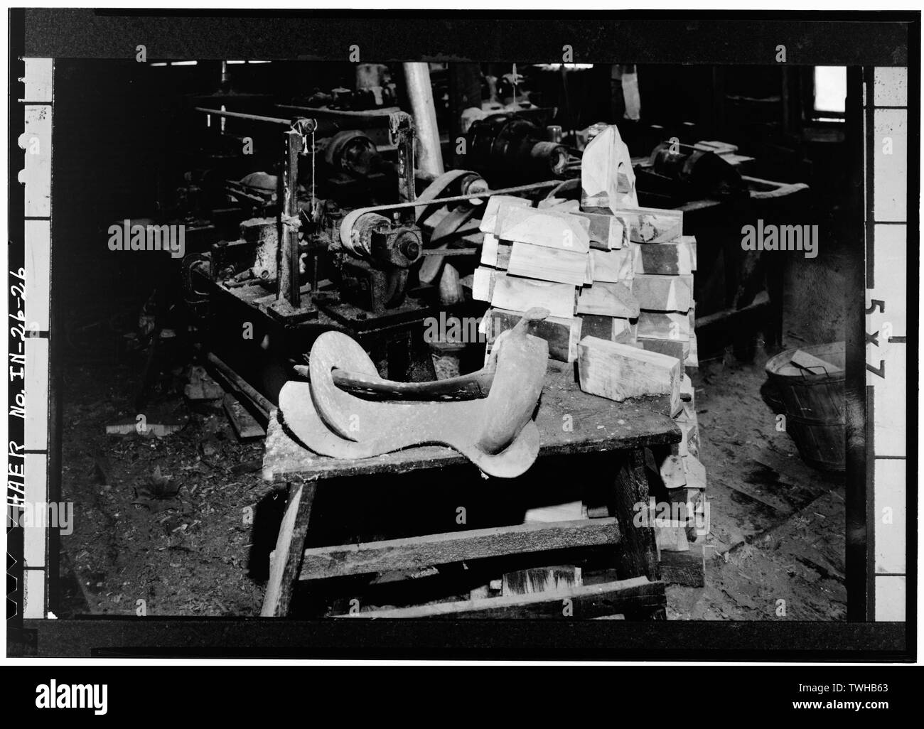 Struttura di sella per il legno SHOP - Ben Schroeder sella società ad albero, 106 Milton Street, Madison, Jefferson county, IN; Schroeder, Ben; Schroeder, Giuseppe; Schroeder, Giovanni Benedetto; Schroeder, Leo; Schroeder, Charlie; Boucher, Jack E; Gratiot, Alex Foto Stock