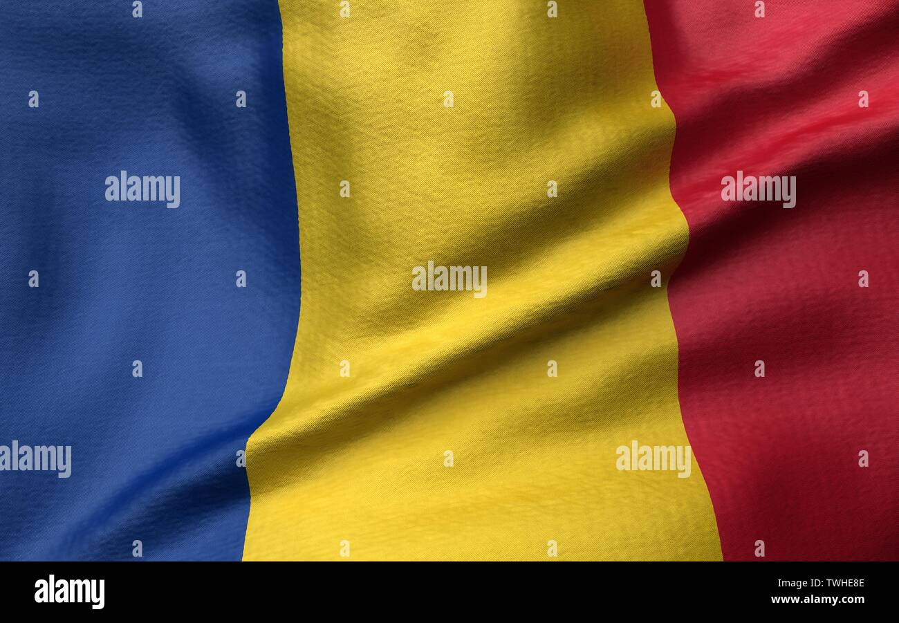 3D illustrazione della Bandiera della Romania Foto Stock