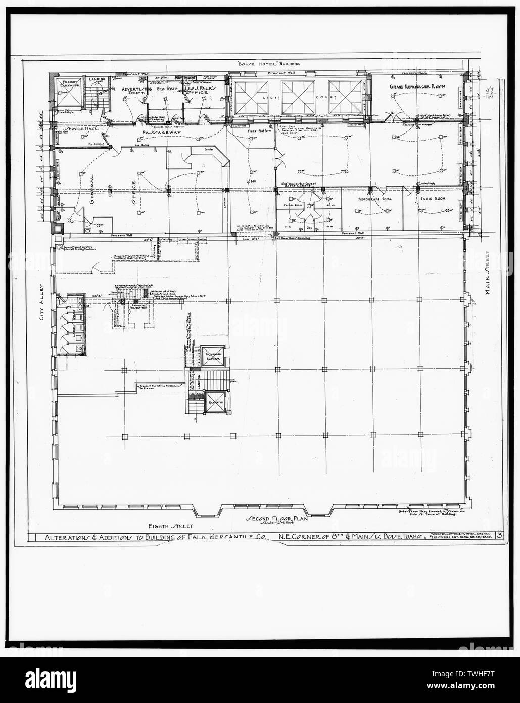Secondo piano piano - Falk-Bloch compagnia mercantile, 100 North ottava strada Boise, Ada County, ID Foto Stock