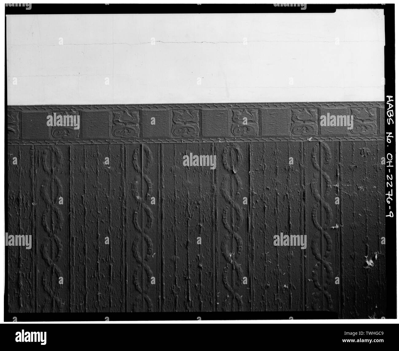 Secondo piano, centro stanza, fronte ovest, parete sud dettaglio - Newton Township Edificio, South Main Street vicino a Hill Street, Pleasant Hill, Miami County, OH Foto Stock