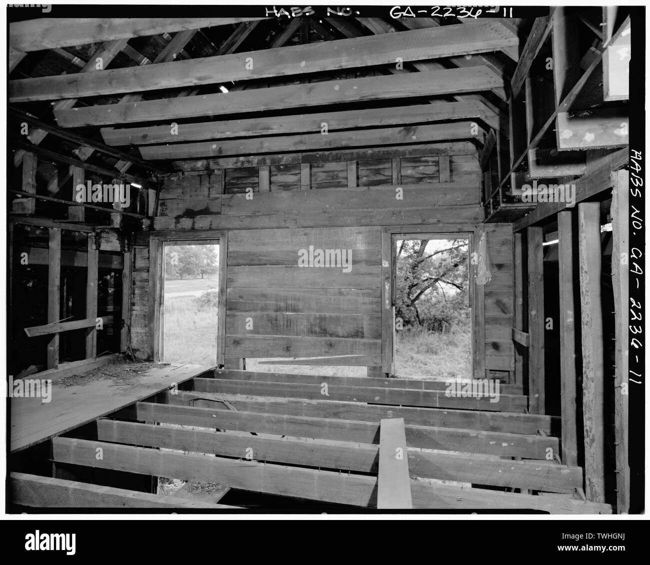 Secondo piano, dettaglio di costruzione guardando a sud-est - Benjamin Holmes Farm, 1458 Sanguinello Road, Snellville, Gwinnett County, GA Foto Stock